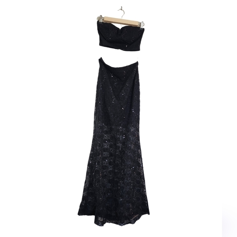 Windsor 2pc Strapless Sweetheart Top & Lace Maxi Skirt Special Occasion Size S..